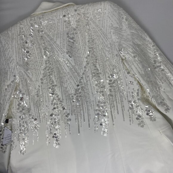 Nadine Marabi Lucille White Sequin Blazer Small NWT $495 - Picture 8 of 9